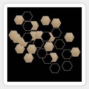 Mid Century Modern minimalist Black gold geometric pattern Sticker